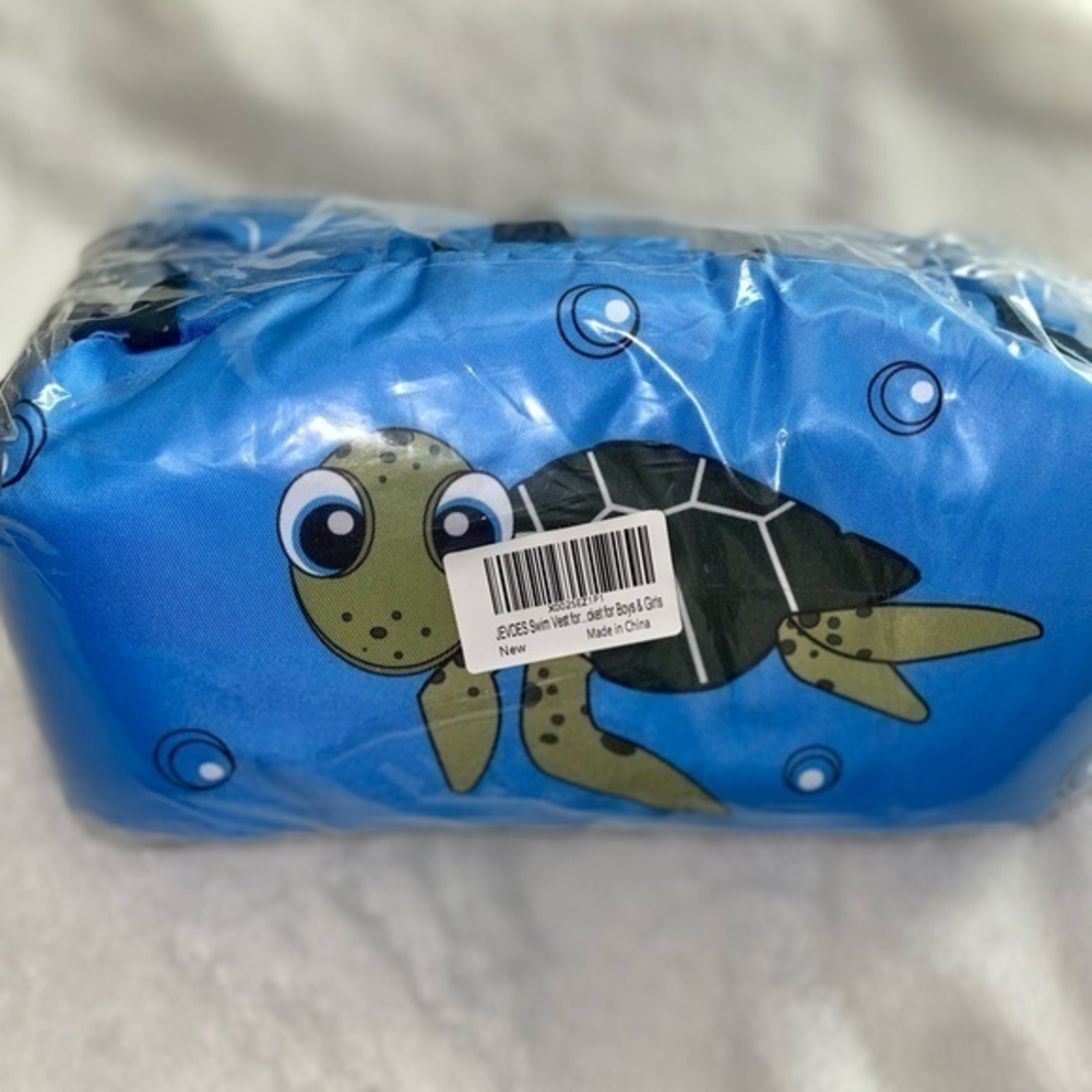 NEW Jevdes‎ Kids Swim Vest 25-55 lbs Blue Turtle Puddle Jumper